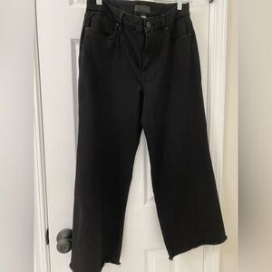 Kut from the Kloth Meg High Rise Fab AB Wide Leg Raw Hem Black